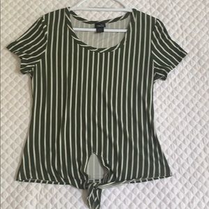 Rue 21 Olive Green Striped Shirt